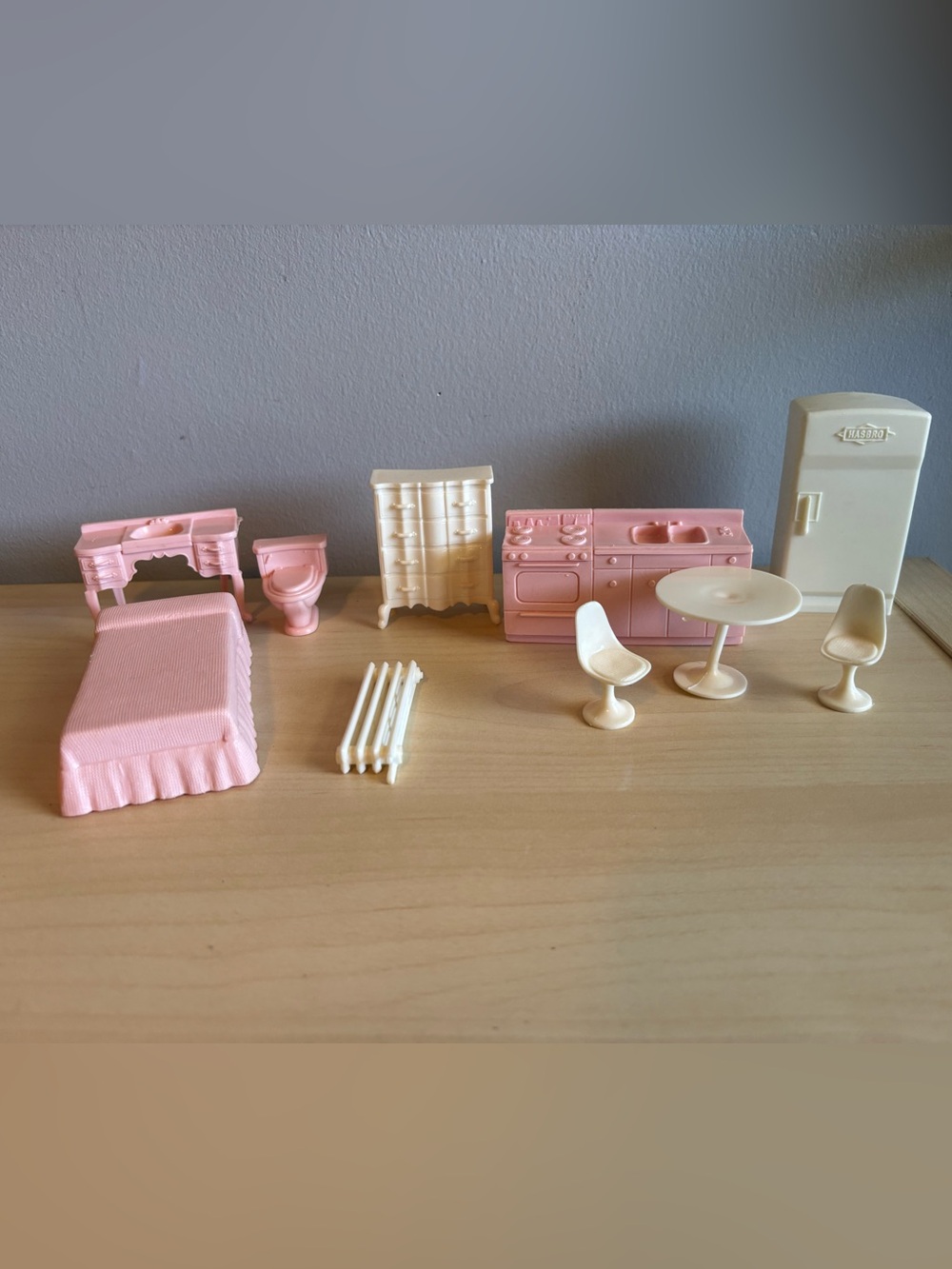 Vintage Pink and Cream Dollhouse Furniture Set “Hasbro”